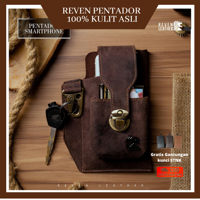 Tas hp Handphone Pria Kulit Sapi Asli Pentador phone bag tempat hp anti air tas pinggang hp pria tem