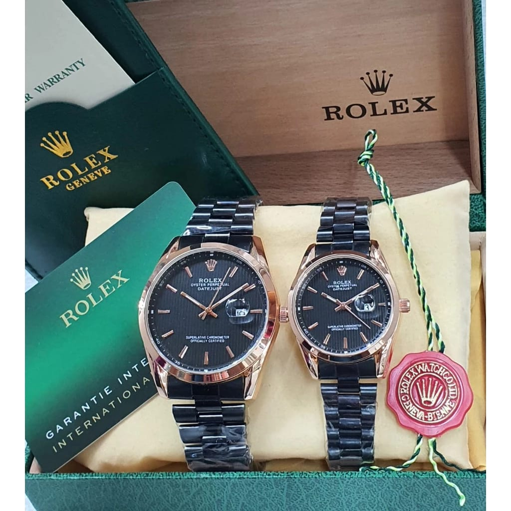 Jam Tangan Rolex Kasual Couple Pasangan Pria Wanita Fullset Box Ori