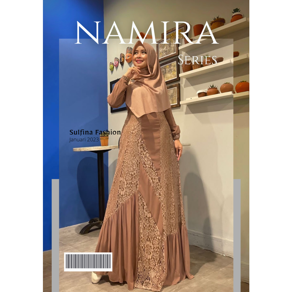 Gamis Namira Brukat Kombinasi Bahan Ceruty Armani Series by Sulfina Fashion