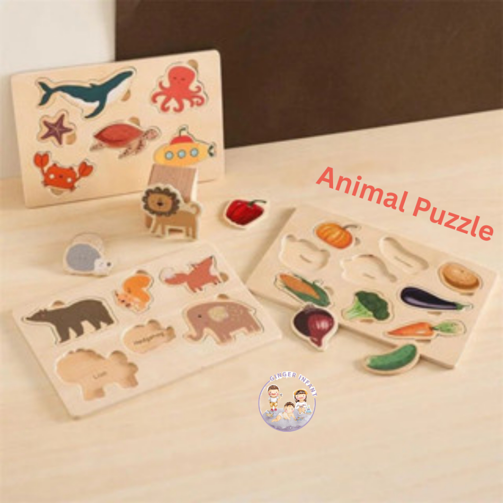 GINGERINFANT puzzle kayu wooden knop puzzle kayu knop puzzle anak puzzle hewan puzzle binatang puzzl