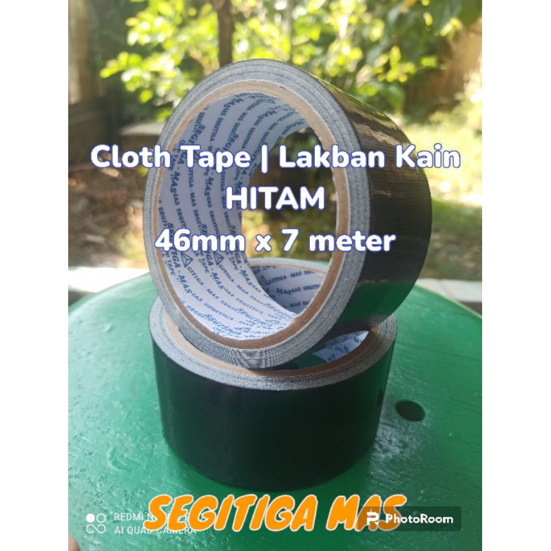 1 pcs | Lakban Kain HITAM 2 Inch x 7 mtr| Meteran JAMIN FULL | Cloth Tape SEGITIGA MAS setara Daimar