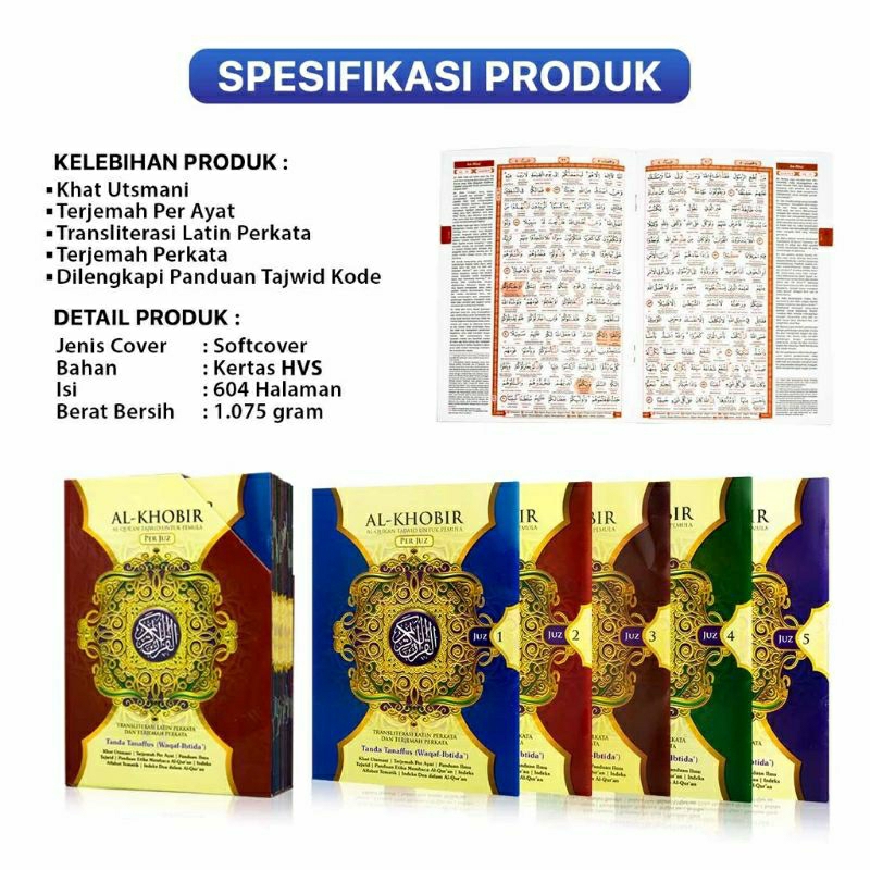 Al Quran Kecil Per juz Al Quran Mujazza Al Khobir Tanda Tanafus Quran Tajwid  Untuk Pemula Ukuran A5