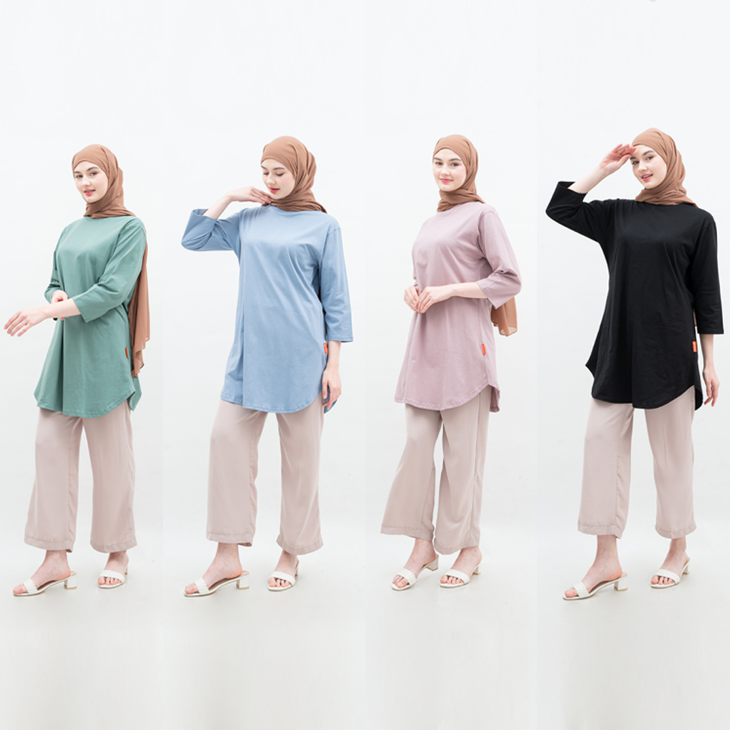 kaos tunik polos premium untuk wanita