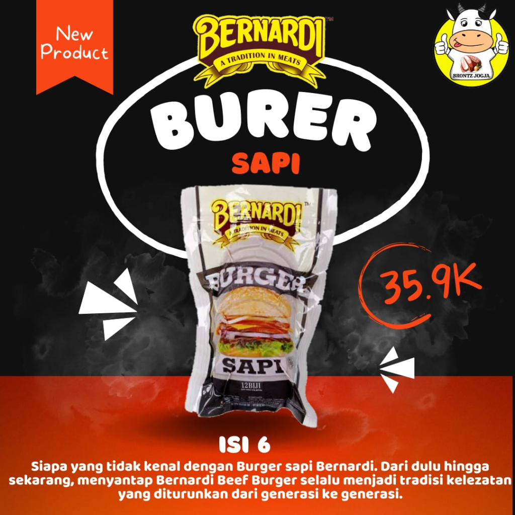 

BERNARDI BURGER SAPI 250GR ISI 6 - FROZEN FOOD - BRONTZ JOGJA