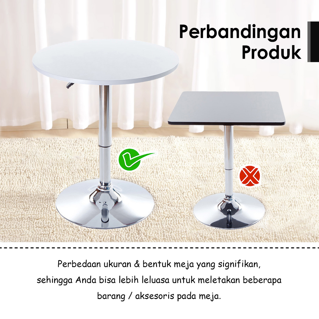 Meja Bar Hidrolik Meja Bulat Minimalis Meja Cafe Mewah Meja Bar Bulat Cantik Serbaguna Bahan Besi MDF Premium - Z5A2