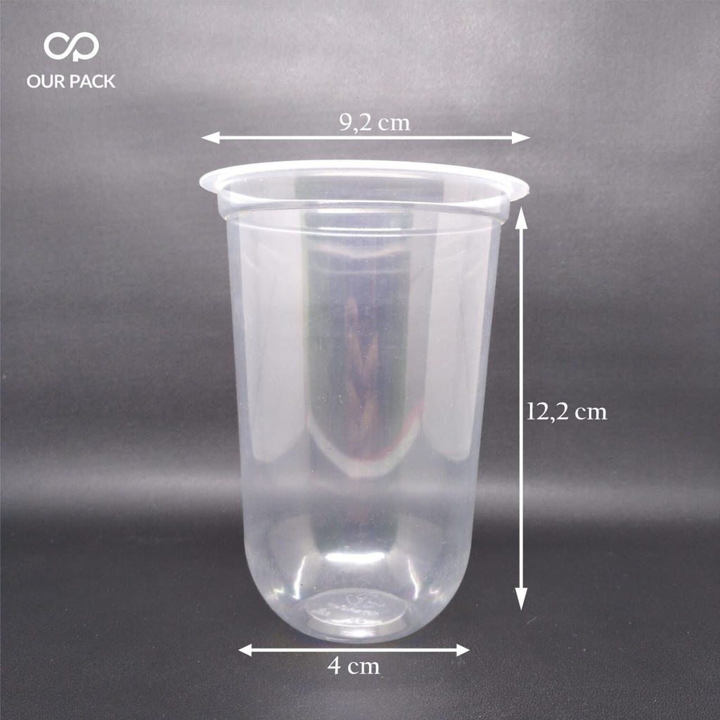 GELAS PLASTIK MINUMAN UKURAN 16 OZ DAN 22 OZ (TANPA TUTUP) -( GELAS OVAL, DATAR ISI 50PCS), ( CUP IN
