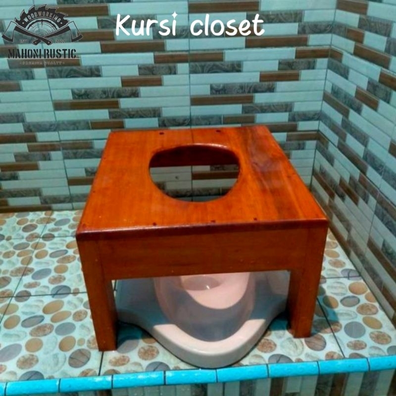 Kursi closet wc portable kayu alas duduk kayu lansia toilet jongkok