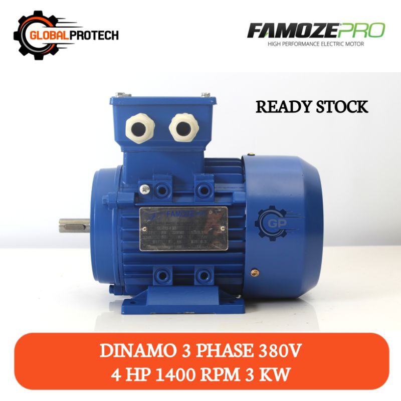 Dinamo 4 HP 1400 RPM 3 Phase GL FamozePro 3KW 380V Elektro Motor Penggerak Sanchin Mesin Giling Padi