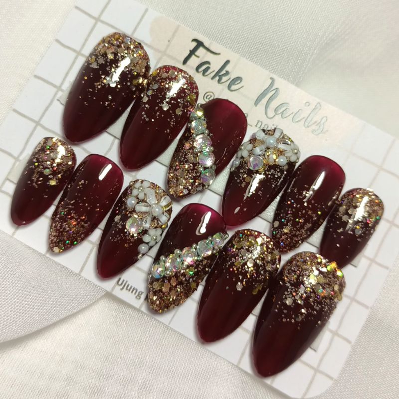 Fake Nails Maroon