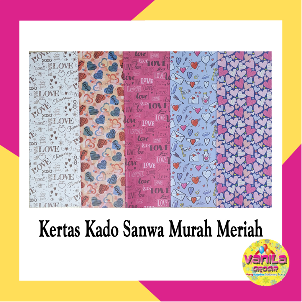 

1Lembar Kertas Kado Sanwa Motif, kertas kado doff, bungkus kado ultah fancy, kertas kado ulangtahun