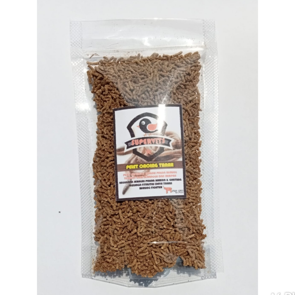 Supervits pelet cacing tanah pakan burung dengan bahan baku cacing
