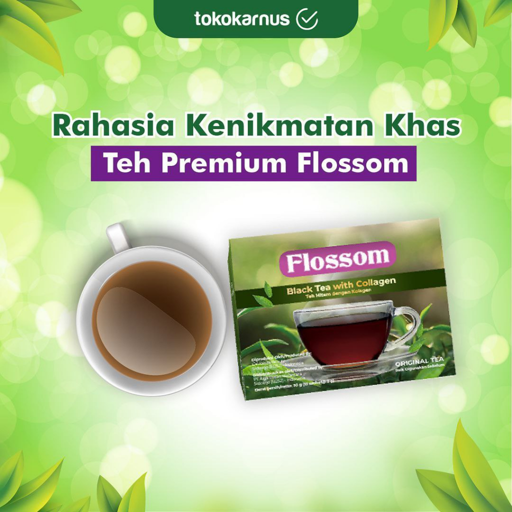 Teh Hitam Kolagen Premium Black Tea FLOSSOM - Teh Hitam FLOSSOM Dengan Ekstra Kolagen - Teh Hitam Berkolagen FLOSSOM Premium Black Tea