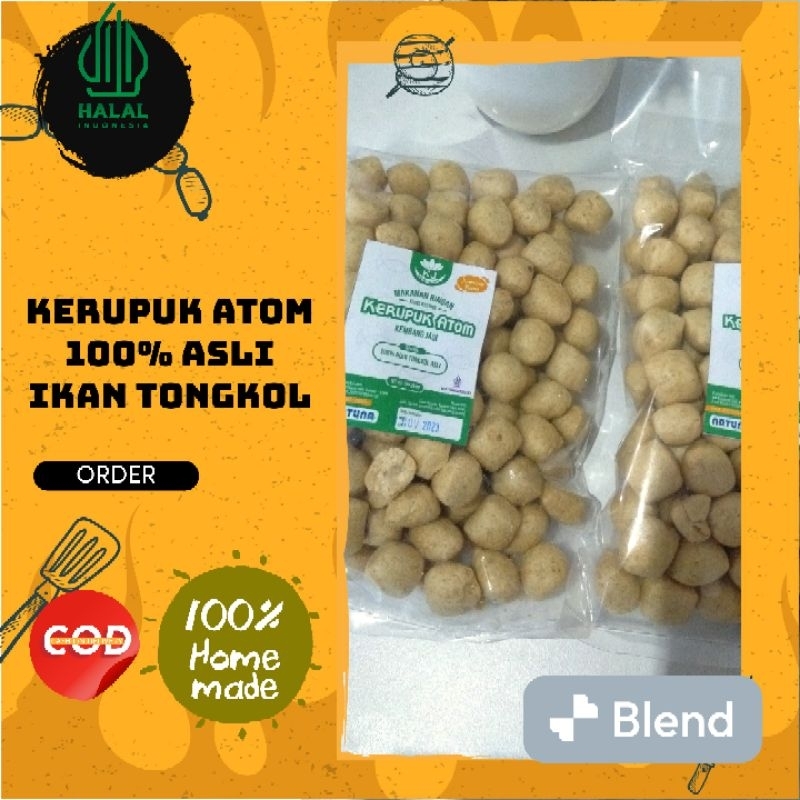 Kerupuk Atom Ikan Tongkol Natuna 100gram/Snack/kerupuk