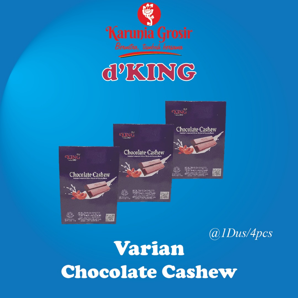 

Snack Grosir Coklate D'king Cashew 1 kotak isi 4 box