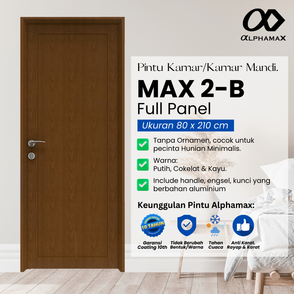 Pintu Aluminium Alphamax Max 2-B | Pintu Rumah | Pintu Kamar