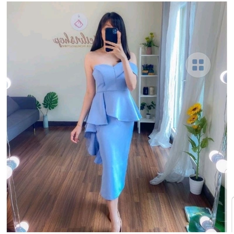 Shella Peplum Dress Bodycon Scuba Sabrina