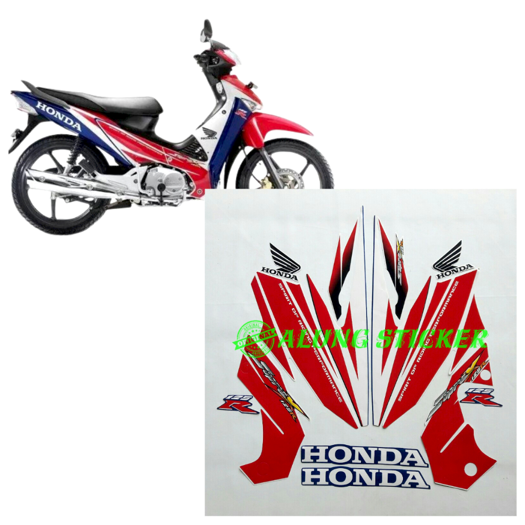 STIKER STRIPING LIS LES BODY MOTOR HONDA SUPRA X 125R TAHUN 2005 WARNA BIRU-PUTIH 1SET STANDAR