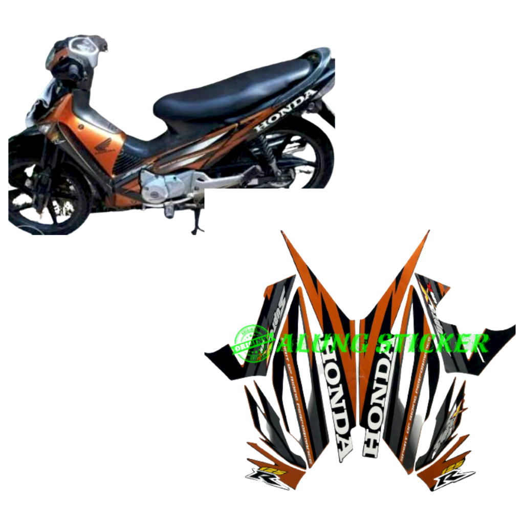 STIKER STRIPING LIS BODY MOTOR HONDA SUPRA X 125R 2006 HITAM COKLAT