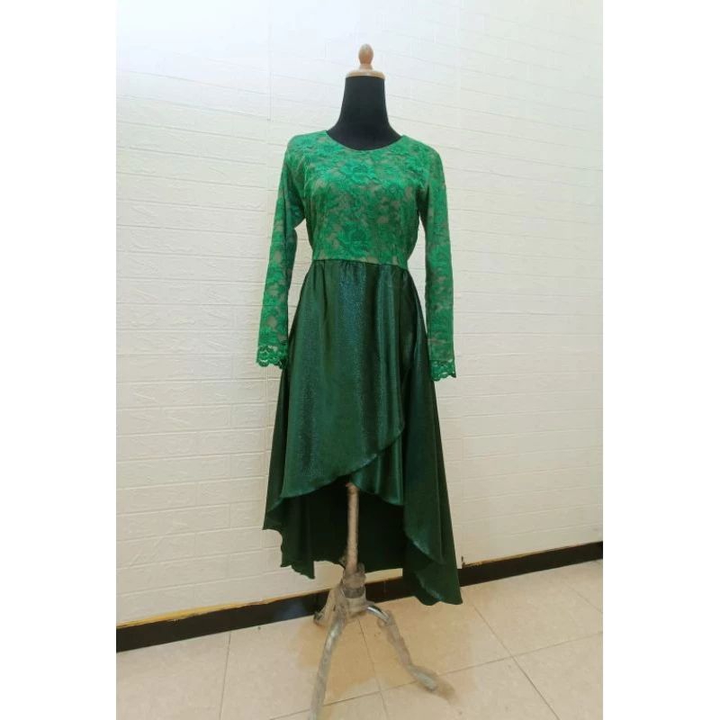 Gaun Pesta Hijau Brokat (PL) TK1