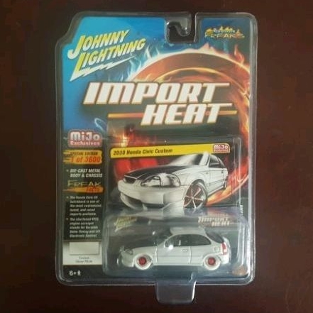 Johnny Lightning Import Heat 2000 Honda Civic Custom WHITE LIGHTNING CHASE