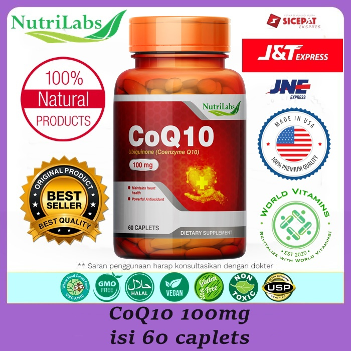 Nutrilabs CoQ10 Coenzyme Q10 100mg isi 60 caplets (Not Puritan Kirkland)