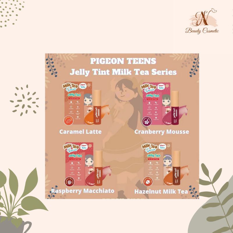 Pigeon Teens Jelly Tint Milk Tea Caramel Late Cranberry Mousse  Rasberry Macchiato Hazelnut Milk Tea