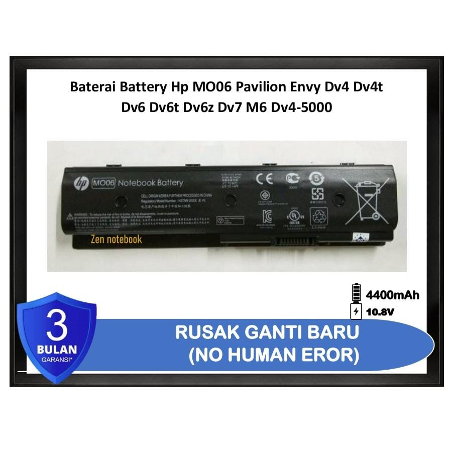 Baterai Battery Batre MO06 Hp MO06 Pavilion Envy Dv4 Dv4t Dv6 Dv6t