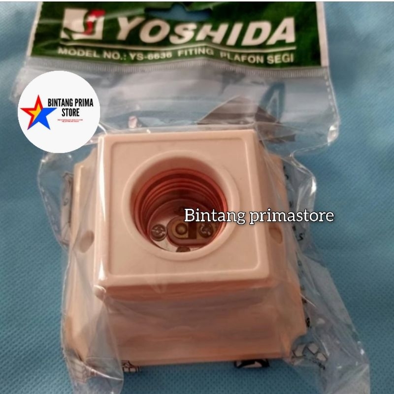 Fitting Lampu Plafon Segi 4 Yoshida Cream