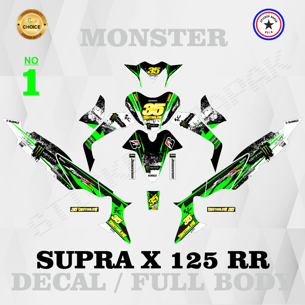 Stiker Motor Supra X 125 RR 2007 Full Body Decal Monster