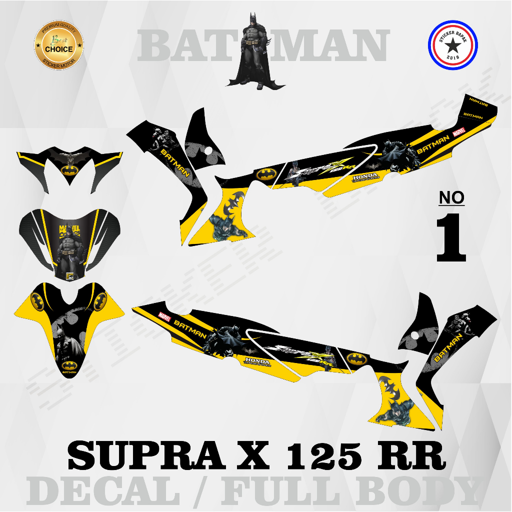 Stiker Motor Honda Supra X 125 RR 2007 Variasi Batman Decal Full Body
