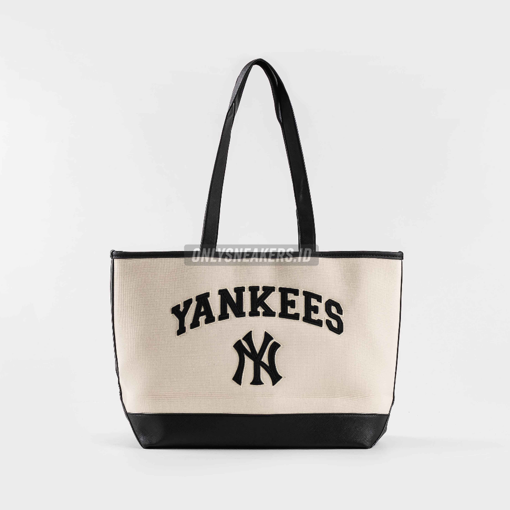 MLB VARSITY BASIC CANVAS LARGE TOTE BAG NEW YORK YANKEES BLACK