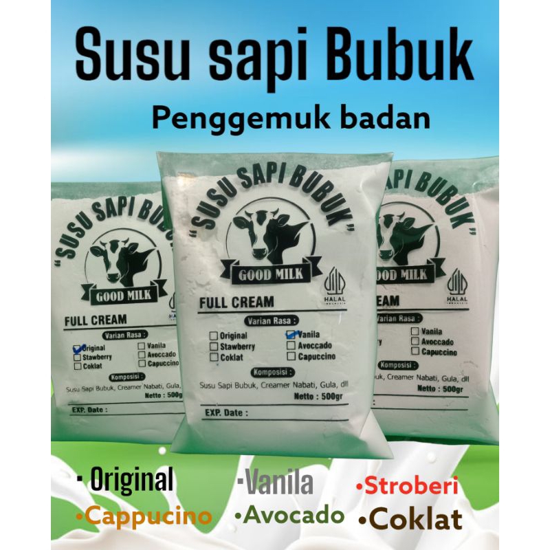 

susu bubuk sapi fullcream penggemuk badan netto 500gr