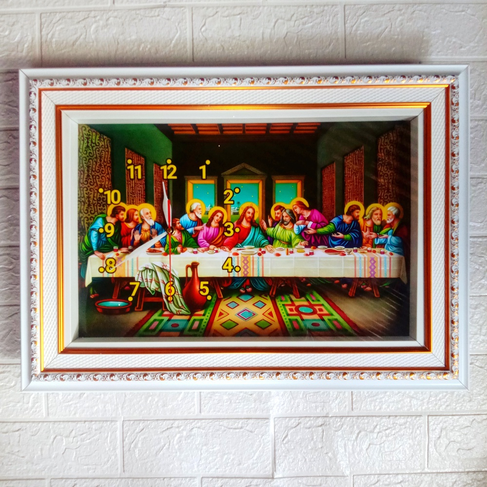 Bingkai Perjamuan Kudus Jam dinding / Bingkai Foto / Perjamuan Kudus / Mesin Jam dinding