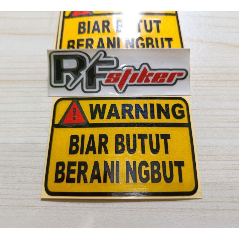 Stiker sticker lucu warning biar butut berani ngebut stiker motor cutting