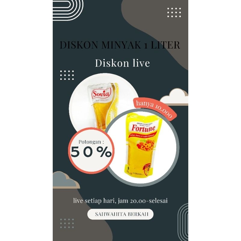 

Minyak fortune/ Rose brand 1L, SERBU DISKON LIVE 50%!!