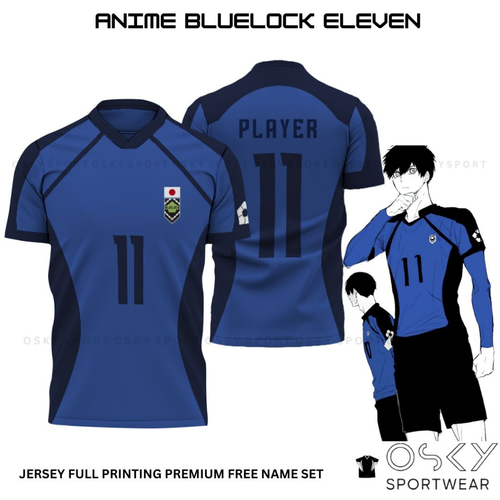JERSEY ELEVEN MANGA FUTSAL & FOOTBALL ANIME COSPLAY BLUE LOCK PRINT