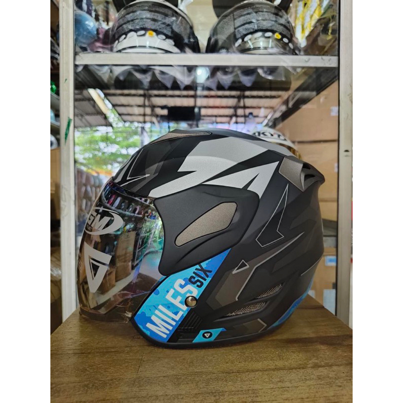 HELM GM FIGHTER MOTIF SIX MILES TERBARU ORIGINAL