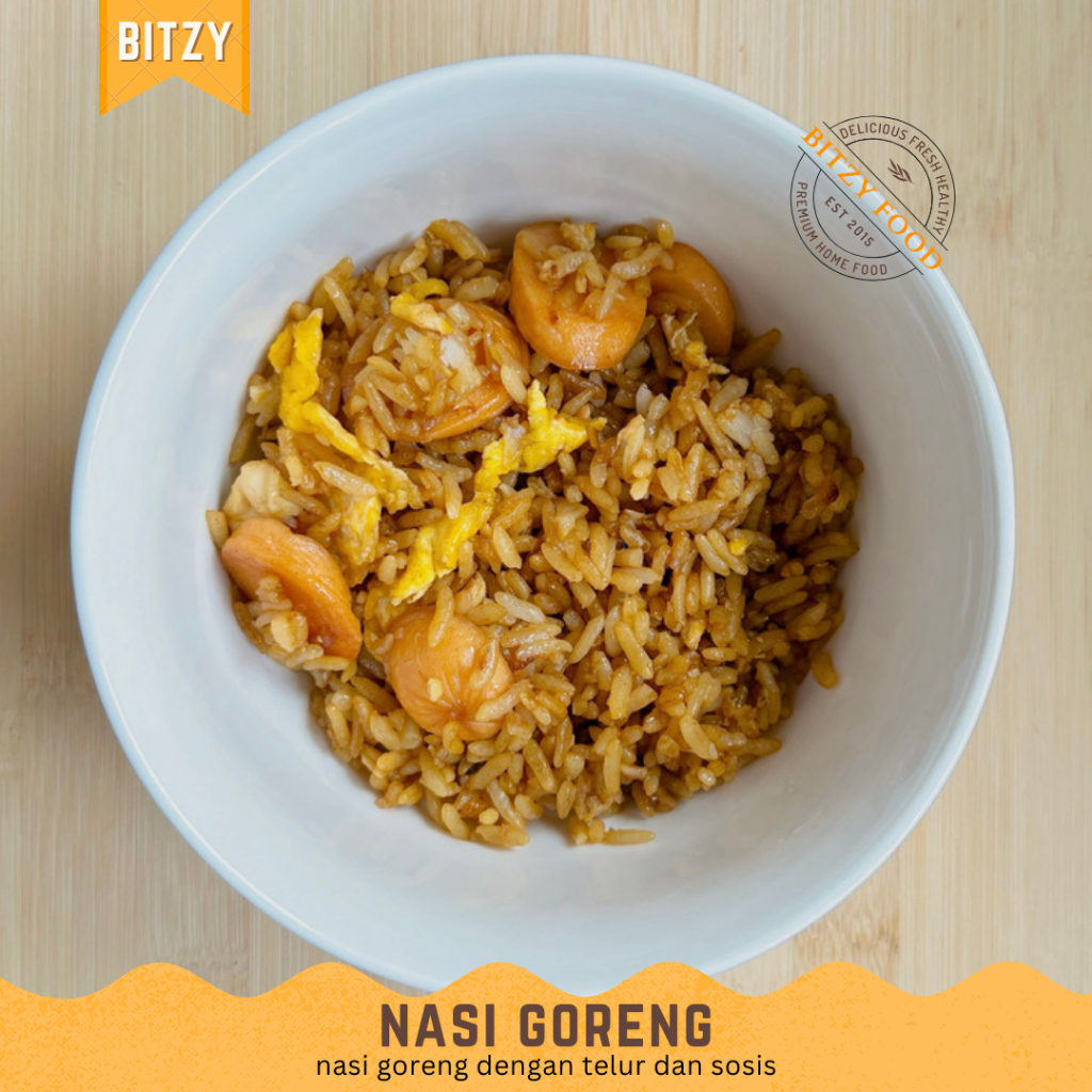 

Nasi Goreng siap saji Ayam / Sosis / Telur / tumis capcay / home food / goreng / sayur / sop / panggang / sup / catering / nasi goreng /satu porsi seporsi Aneka lauk sayur / Bitzy Food / daily meal prep