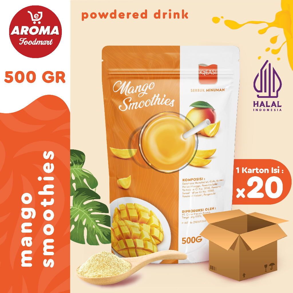 

1 Karton Kreasi Bubuk Mango Smoothies Powder 500gr Serbuk Mangga 500gr