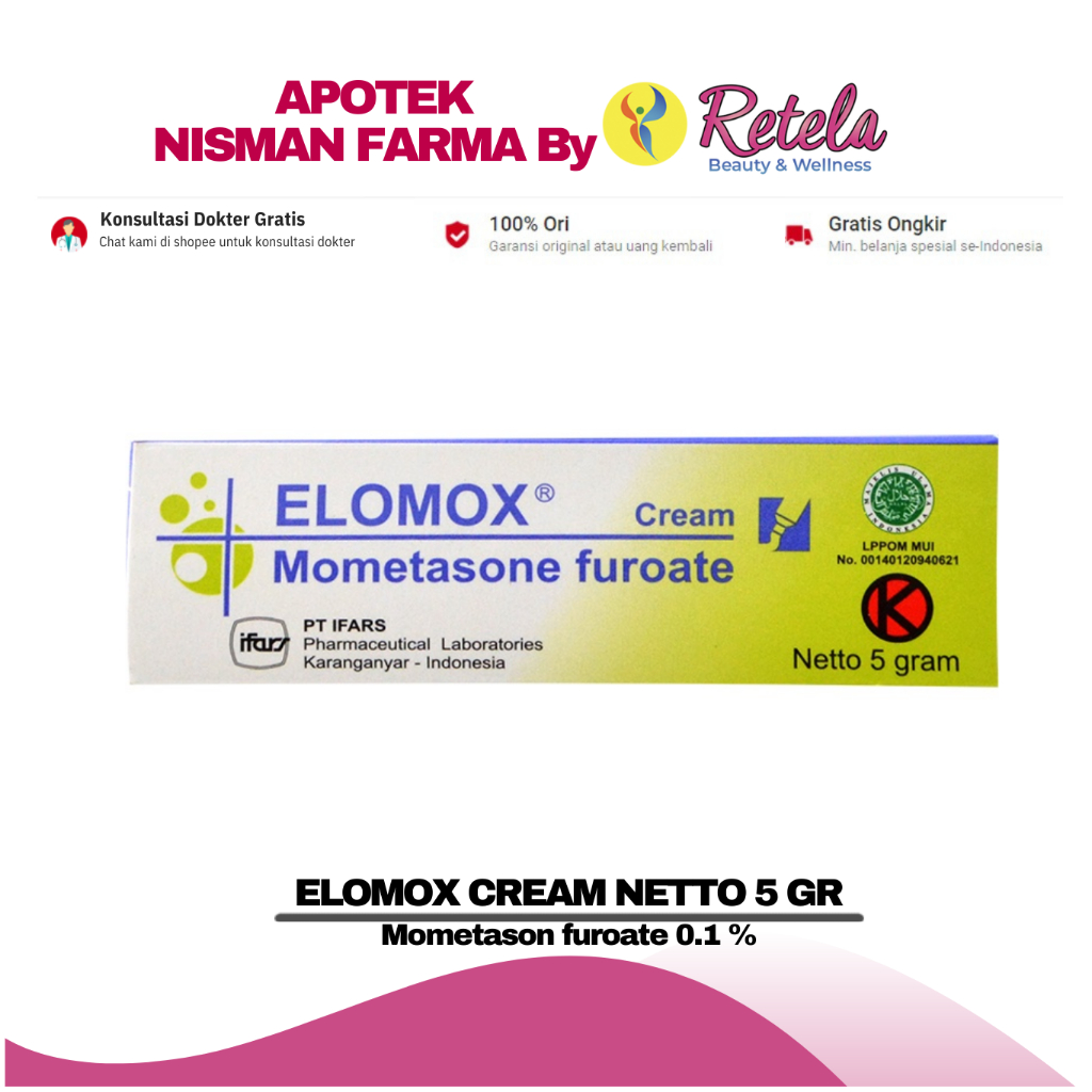 ELOMOX CREAM 5 GR ( Mometason furoate 0.1 % ) / RUAM / PERADANGAN KULIT / ALERGI