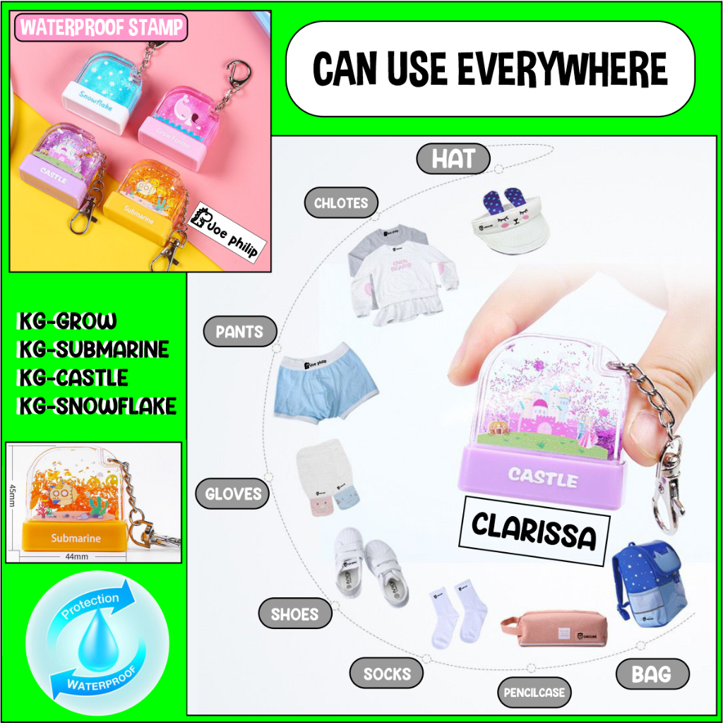 WATERPROOF KEYCHAIN GLASS STAMP/STEMPEL NAMA ANAK MURAH/CAP NAMA ANAK MURAH/ CAP TOKO ONLINE