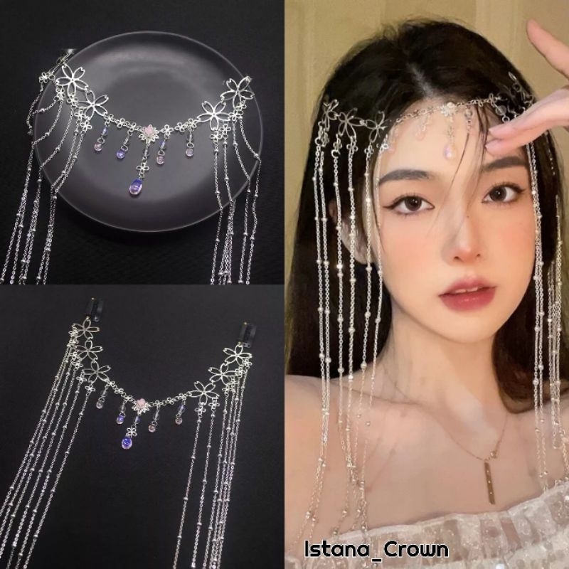 4ds Headchain Juntai Perak Mutiara - Aksesoris Dahi Mewah