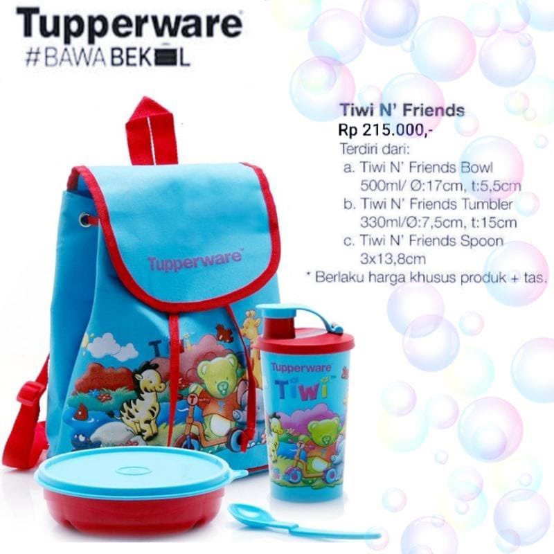 SALE ORI TUPPERWARE  - TIWI N FRIENDS KIDS LUNCH BOX SET