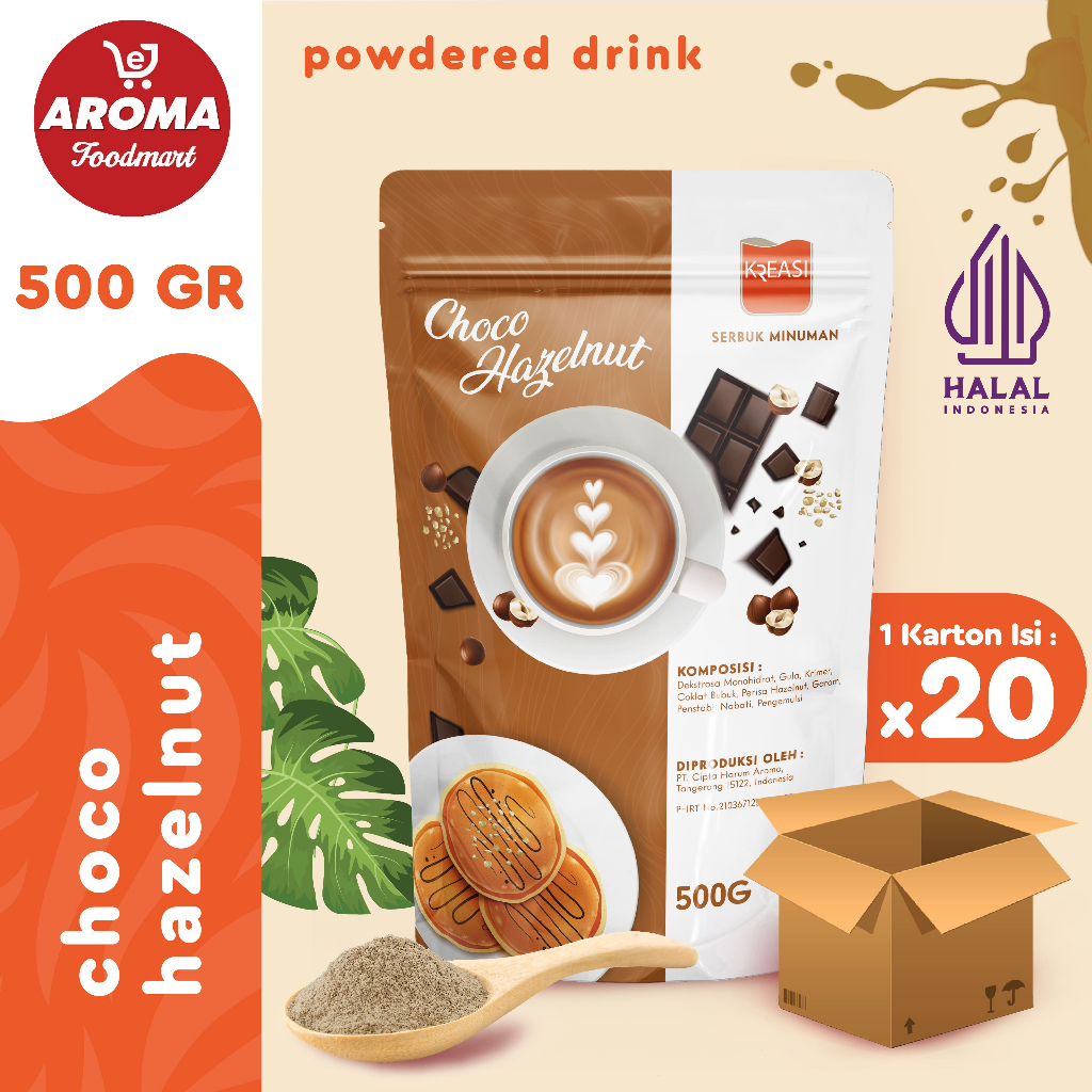 

1 Karton Kreasi Bubuk Choco Hazelnut Powder 500gr Choco Hazelnut