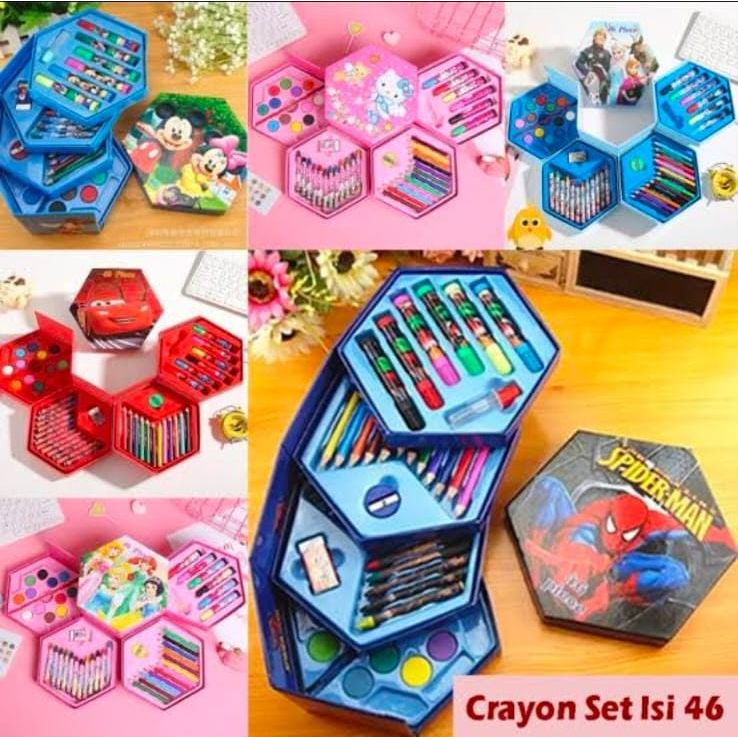

READY STOK CRAYON ISI 46 PCS SEGI ENAM CRAYON SET MEWARNAI ANAK CEWEK COWOK