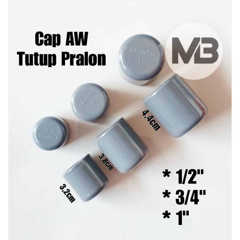 Tutup Pipa Pralon Pvc 1/2" l 3/4" l 1" Inch l Dop Cap AW Rucika Power