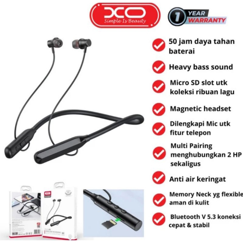 XO BS30 WIRELESS NECKBAND SPORT EARPHONE BLUETOOTH 5.3