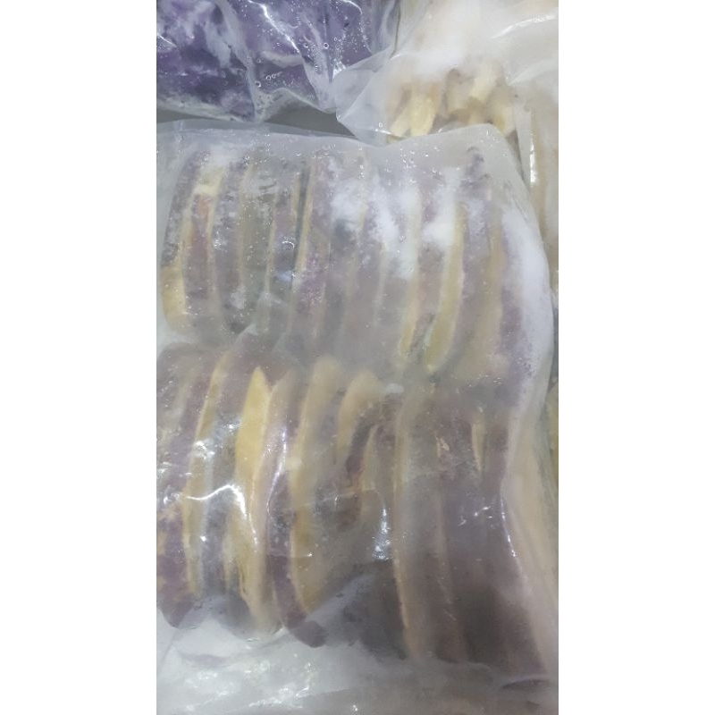 

Frozen sweet potato tempura with skin