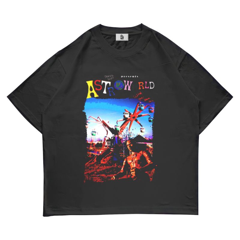 UMSSTORE | T-SHIRT BAJU RAPPER TRAVIS SCOOT ASTRO WORLD 9 | HITAM KAOS OVERSIZE 30S | ANAK | PRIA DA