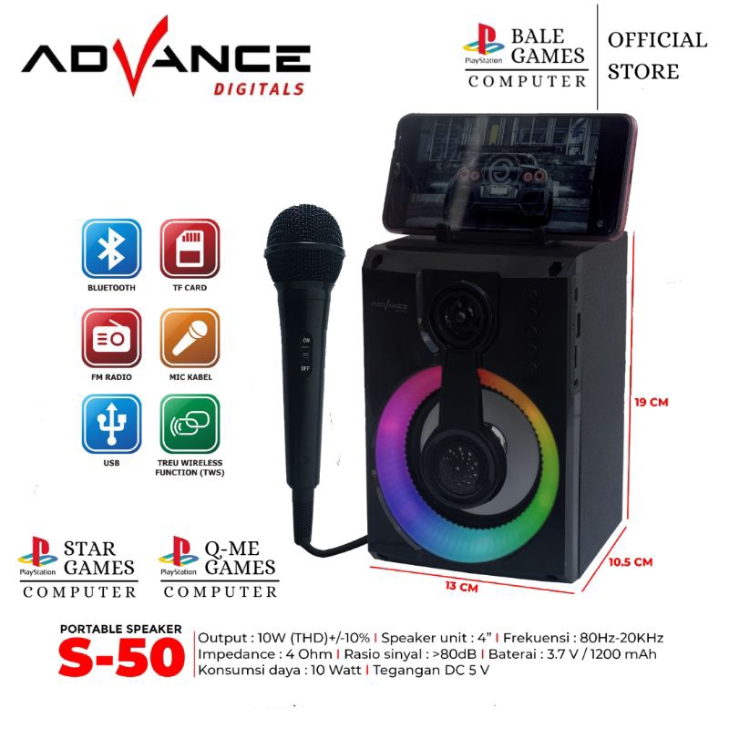 Speaker Bluetooth Portable Advance S50 Original